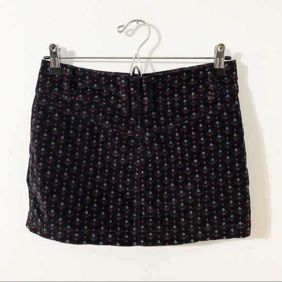 Free People We the Free Button Front Corduroy Mini Skirt Floral GeometricPattern - Picture 7 of 12
